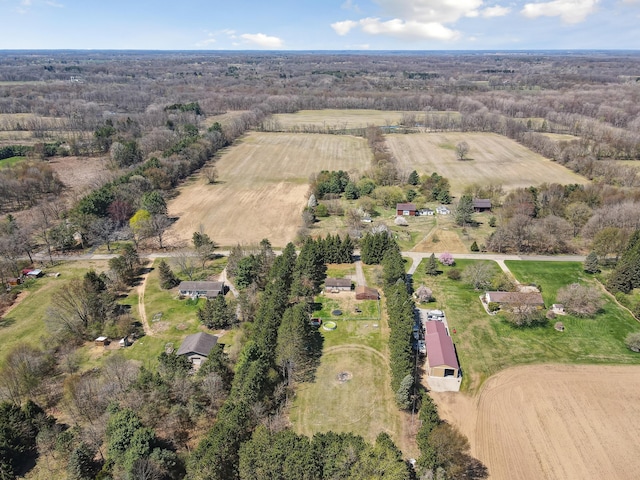 aerial view with a rural view