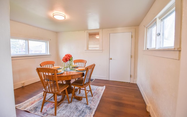 dining room featuring baseboards and dark wood-style floors