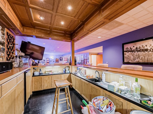 17477 Iris Cir, Clinton Township, MI 48036 - bar with a sink, recessed lighting, and wooden ceiling