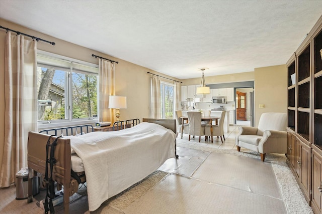 interior space with a textured ceiling