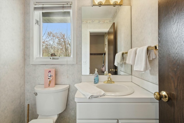 bathroom with toilet and vanity