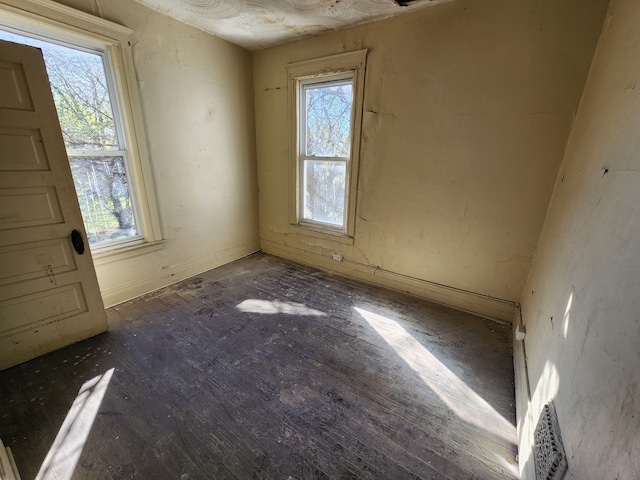 spare room with wood finished floors and a wealth of natural light