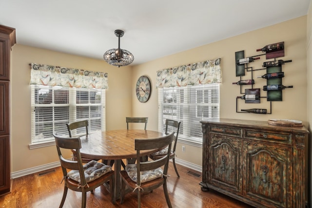 29044 Thistle Ln, Harrison Township, MI 48045 - dining space with baseboards, wood finished floors, and visible vents