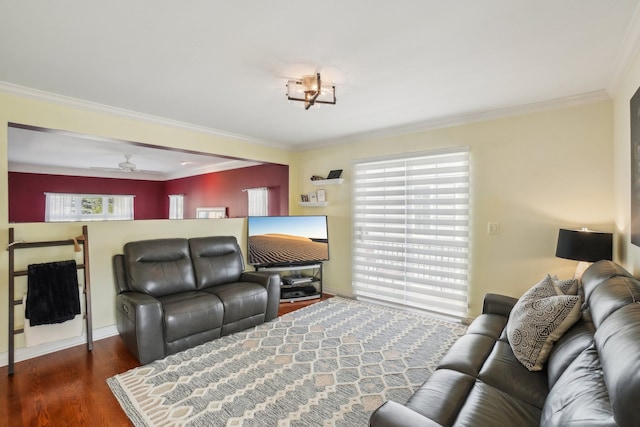 29044 Thistle Ln, Harrison Township, MI 48045 - living room with crown molding, baseboards, and wood finished floors