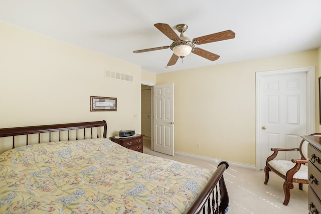 29044 Thistle Ln, Harrison Township, MI 48045 - bedroom featuring ceiling fan, visible vents, light carpet, and baseboards