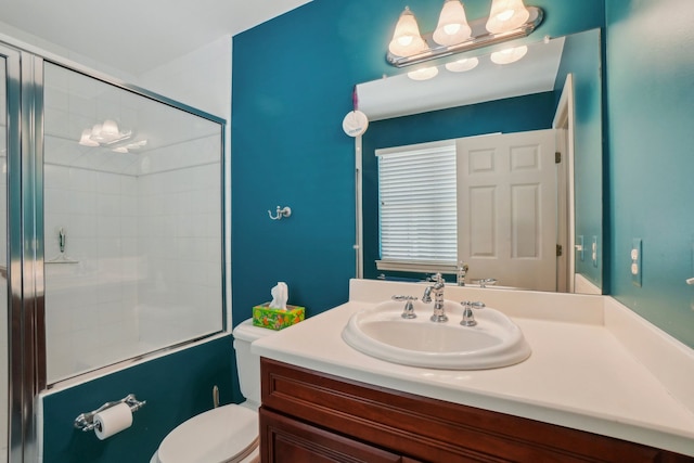 29044 Thistle Ln, Harrison Township, MI 48045 - full bathroom with vanity, a shower with door, and toilet