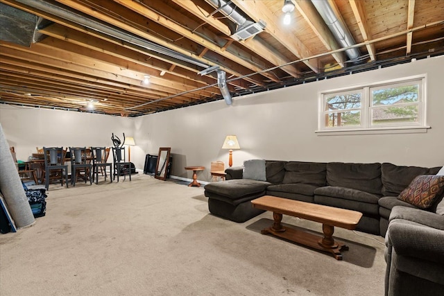 carpeted living room with visible vents