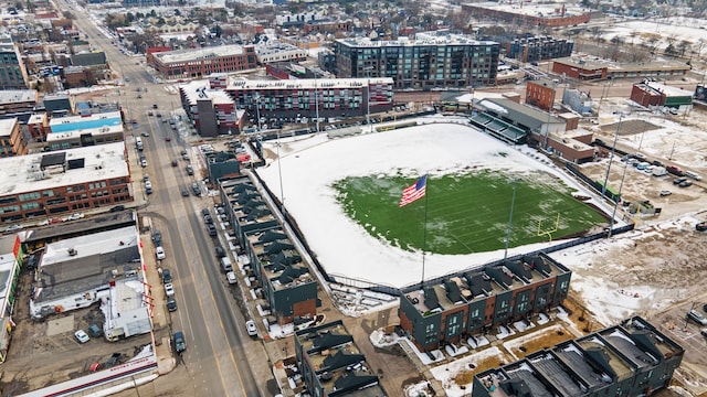 birds eye view of property with a view of city