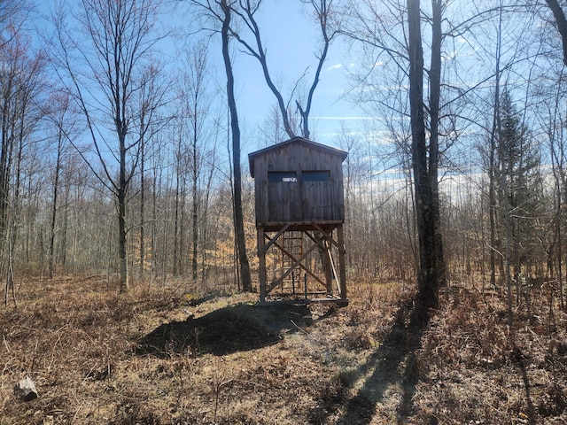 1837 9 Mile Rd, Sears, MI 49679 - view of outbuilding with a forest view