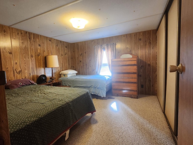 1837 9 Mile Rd, Sears, MI 49679 - carpeted bedroom featuring wooden walls
