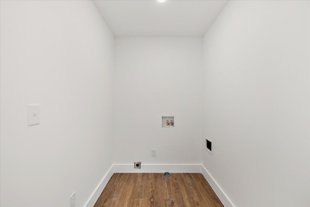 494 Bloomfield Ave, Pontiac, MI 48341 - laundry room featuring laundry area, baseboards, dark wood-style floors, washer hookup, and hookup for an electric dryer