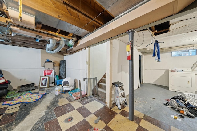 below grade area featuring stairs