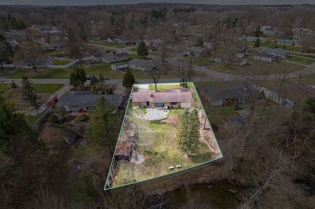 aerial view with a residential view
