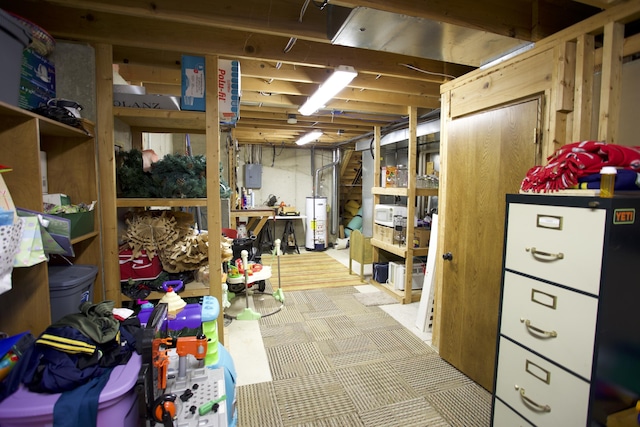 storage room with gas water heater