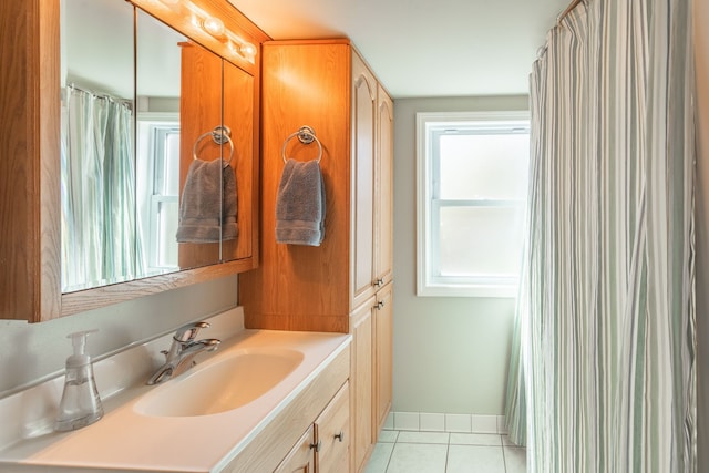 full bathroom with tile patterned flooring and vanity
