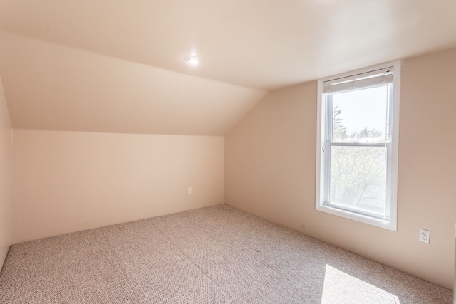 additional living space with carpet floors and lofted ceiling