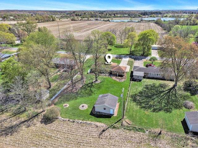 aerial view featuring a rural view