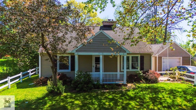 3129 S 11th St, Kalamazoo, MI 49009 - view of front facade with covered porch, an attached garage, and a chimney