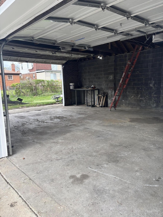 garage with a garage door opener