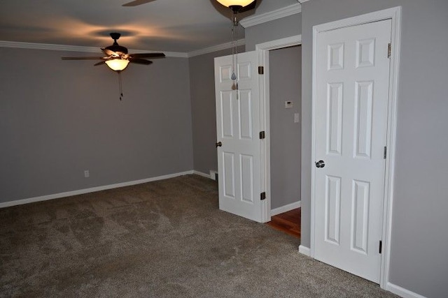 17518 Koester St, Riverview, MI 48193 - unfurnished room with carpet, a ceiling fan, ornamental molding, and baseboards
