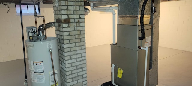 utilities featuring heating unit and gas water heater