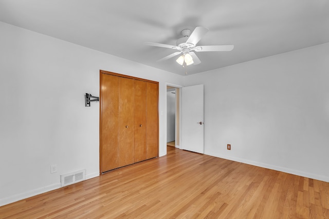 27610 Denmar Dr, Warren, MI 48093 - unfurnished bedroom featuring baseboards, a closet, light wood finished floors, and visible vents