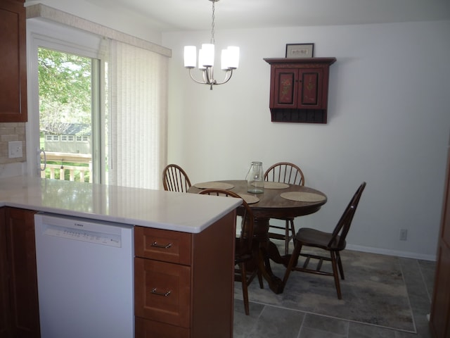 dining room with a chandelier