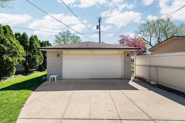 detached garage with fence