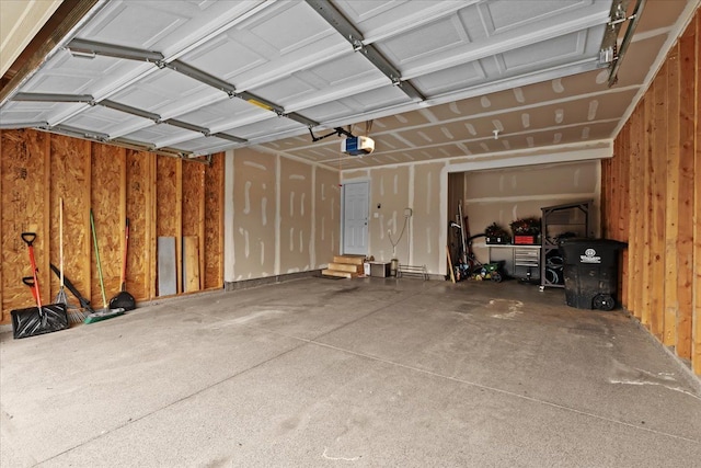 garage with a garage door opener