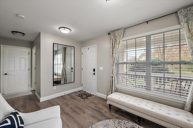 entrance foyer featuring baseboards and wood finished floors