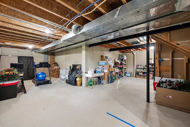 view of unfinished basement