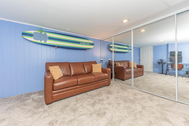 view of carpeted living area