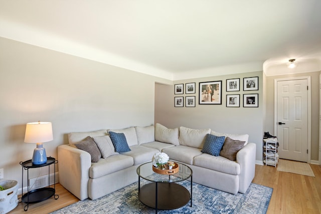 living area featuring light wood-type flooring