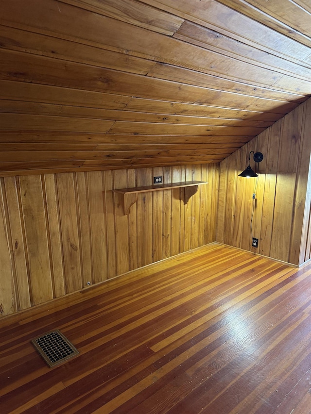 2314 Begole St, Flint, MI 48504 - bonus room with wood ceiling, hardwood / wood-style flooring, and wood walls
