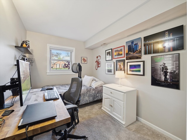 office space featuring light carpet