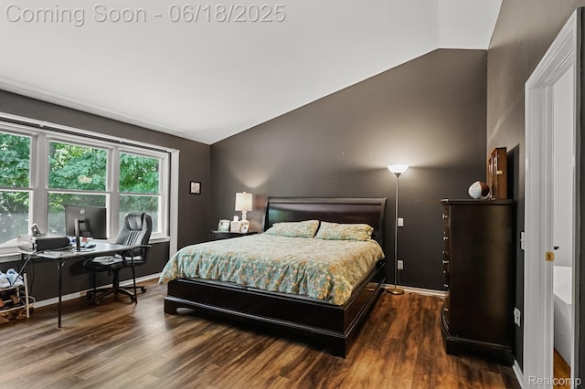 1710 Dawncrest Dr, West Bloomfield, MI 48324 - bedroom featuring vaulted ceiling, wood finished floors, and an office area
