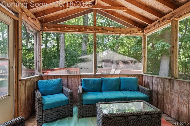 1710 Dawncrest Dr, West Bloomfield, MI 48324 - sunroom with vaulted ceiling, an outdoor living space, and healthy amount of natural light