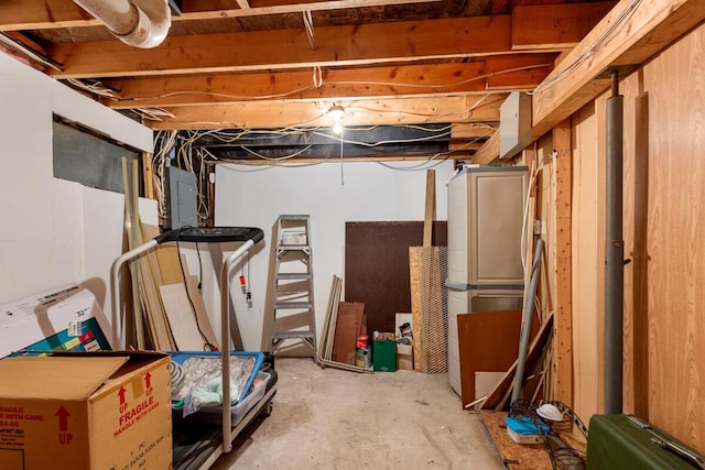 unfinished basement with electric panel