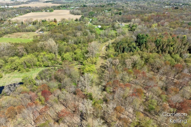 bird's eye view featuring a forest view
