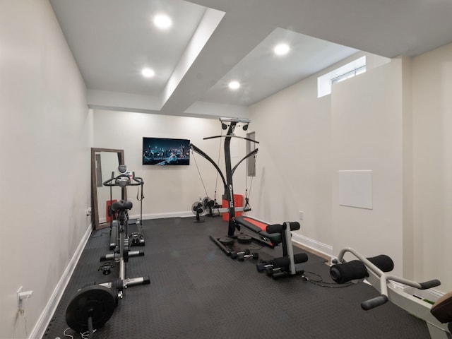 7136 N Meadows Trl, Dexter, MI 48130 - exercise area with baseboards and recessed lighting