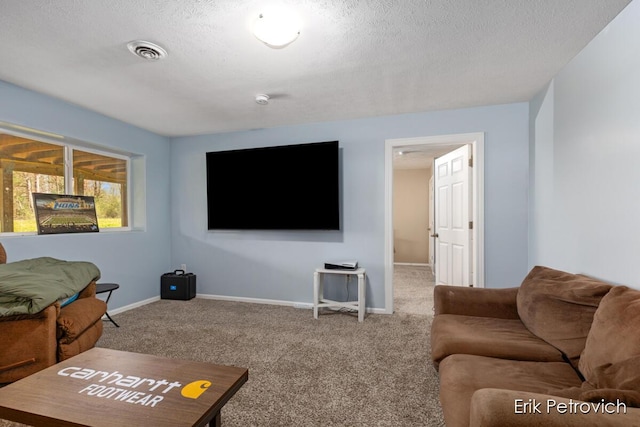 581 Cumings Ct NW, Sparta, MI 49345 - living area with baseboards, carpet flooring, a textured ceiling, and visible vents