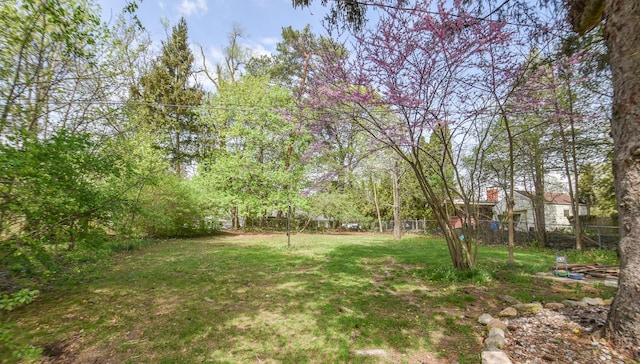view of yard featuring fence