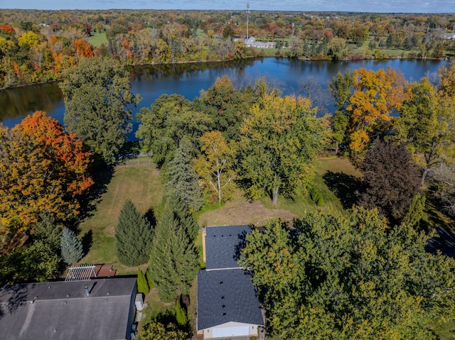 711 Sylvanwood Dr, Troy, MI 48085 - drone / aerial view featuring a water view and a forest view