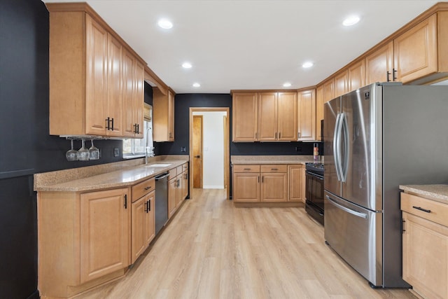 711 Sylvanwood Dr, Troy, MI 48085 - kitchen with light wood-style floors, recessed lighting, light stone counters, and stainless steel appliances