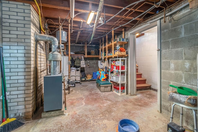 8531 S Waldron Rd, Pittsford, MI 49271 - unfinished below grade area with concrete block wall and stairway