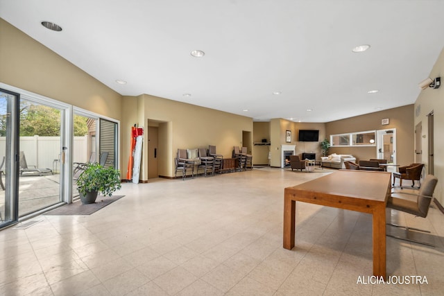 interior space with recessed lighting