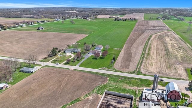 aerial view with a rural view