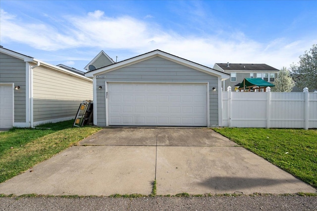 detached garage with fence