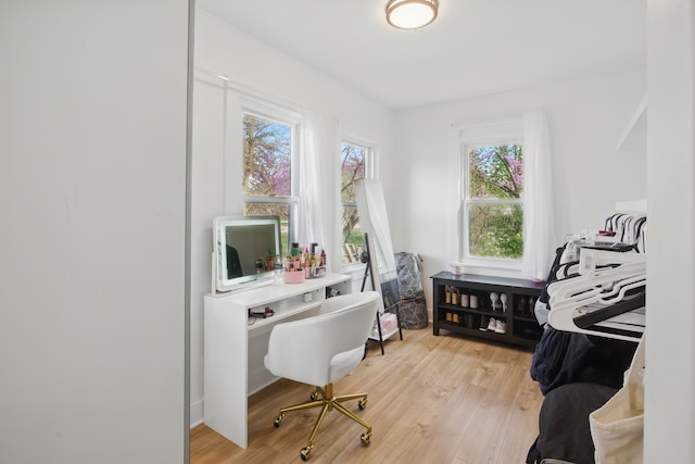 office featuring light wood finished floors