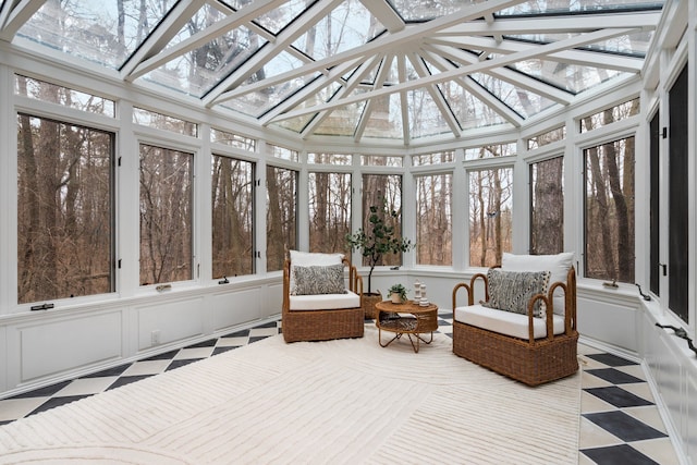 sunroom / solarium with a skylight